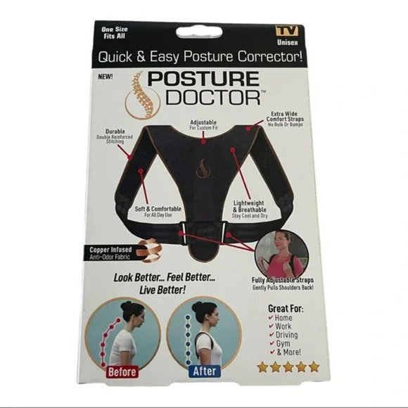 Copper Infused Posture Doctor Relieves Neck Back Shoulder Strains - Picture 2 of 4